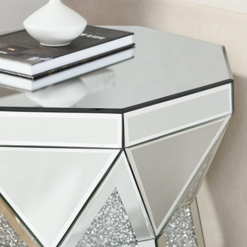 Drum Style Coffee Table With Mirror Crystal Inlay - SNAK HOME