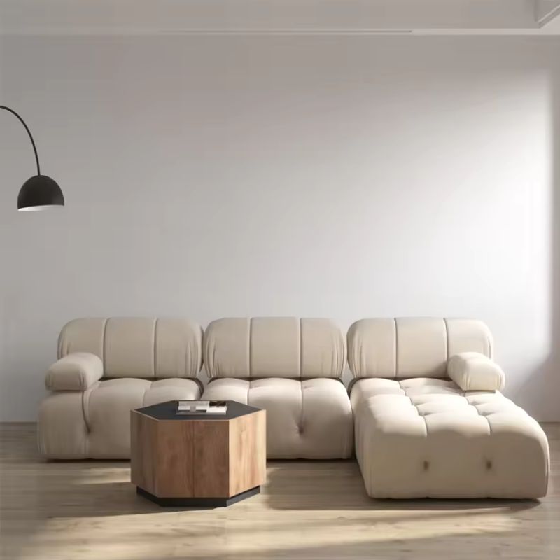 Nordic Modern Apartment Furniture Fabric Buckle Design Sofa Living Room Couch Light Luxury Sponge Sofa For Lock Design - SNAK HOME