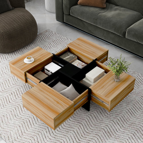 Unique Design Coffee Table With 4 Hidden Storage Compartments - SNAK HOME