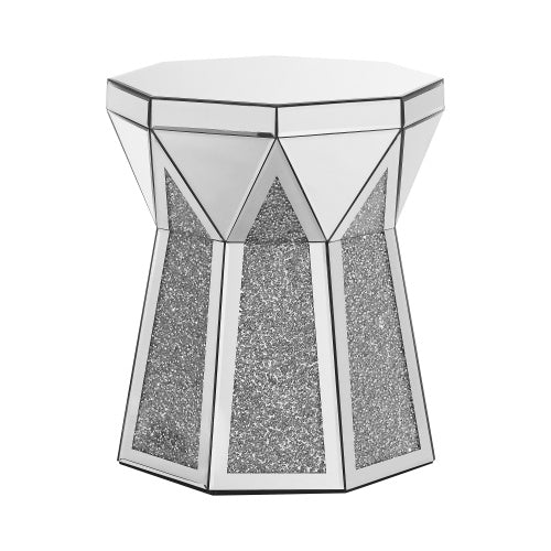 Drum Style Coffee Table With Mirror Crystal Inlay - SNAK HOME