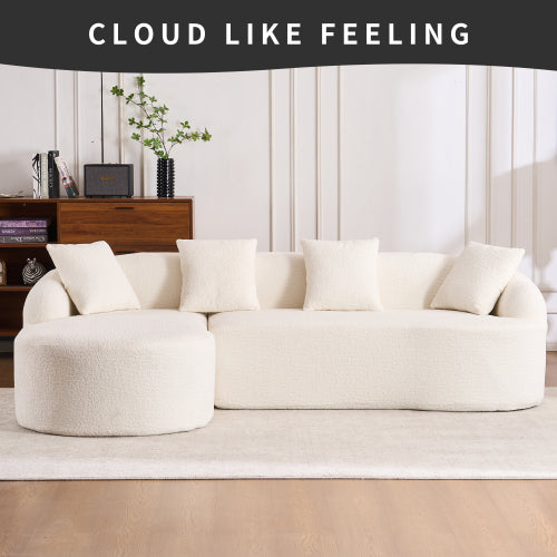 Full Sponge Compression Sofa + 4 Pillows For Living Home Furniture Apartment - SNAK HOME