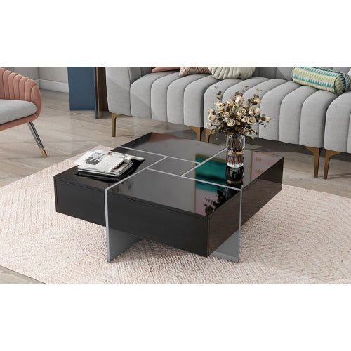 Unique Design Coffee Table With 4 Hidden Storage Compartments - SNAK HOME