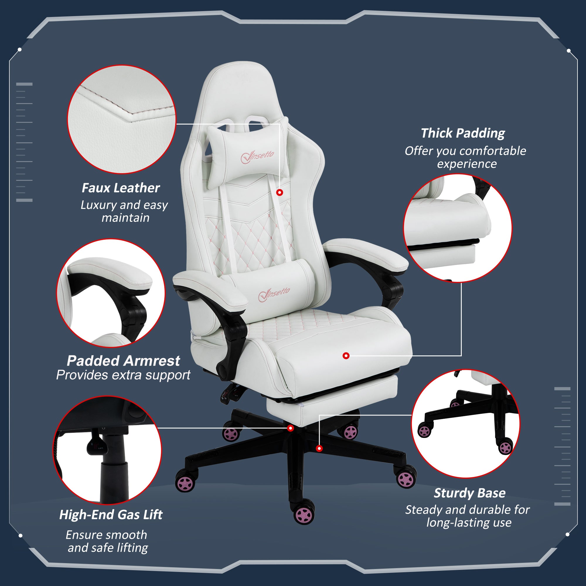 High Back PU Leather Gaming Chair - SNAK HOME