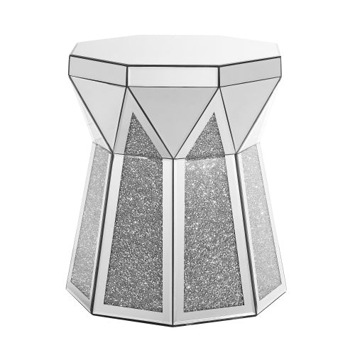 Drum Style Coffee Table With Mirror Crystal Inlay - SNAK HOME