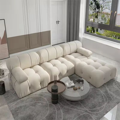 Nordic Modern Apartment Furniture Fabric Buckle Design Sofa Living Room Couch Light Luxury Sponge Sofa For Lock Design - SNAK HOME