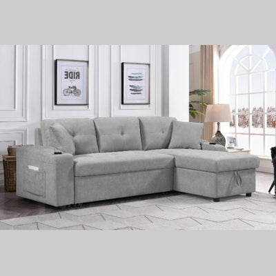 Convertible Sectional Sofa With Armrest Storage - SNAK HOME