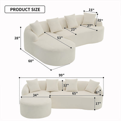 Full Sponge Compression Sofa + 4 Pillows For Living Home Furniture Apartment - SNAK HOME