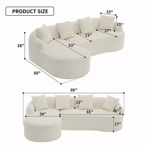 Full Sponge Compression Sofa + 4 Pillows For Living Home Furniture Apartment - SNAK HOME