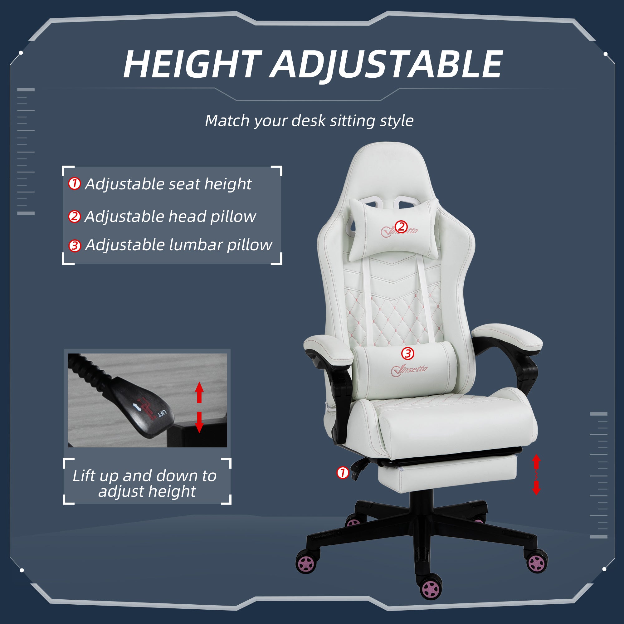 High Back PU Leather Gaming Chair - SNAK HOME
