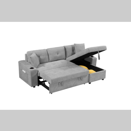 Convertible Sectional Sofa With Armrest Storage - SNAK HOME
