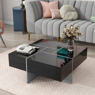 Unique Design Coffee Table With 4 Hidden Storage Compartments - SNAK HOME