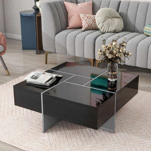 Unique Design Coffee Table With 4 Hidden Storage Compartments - SNAK HOME