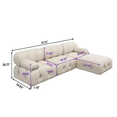 Nordic Modern Apartment Furniture Fabric Buckle Design Sofa Living Room Couch Light Luxury Sponge Sofa For Lock Design - SNAK HOME
