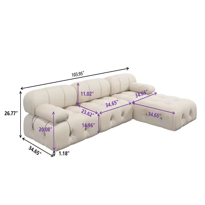 Nordic Modern Apartment Furniture Fabric Buckle Design Sofa Living Room Couch Light Luxury Sponge Sofa For Lock Design - SNAK HOME