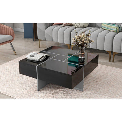 Unique Design Coffee Table With 4 Hidden Storage Compartments - SNAK HOME