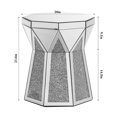 Drum Style Coffee Table With Mirror Crystal Inlay - SNAK HOME