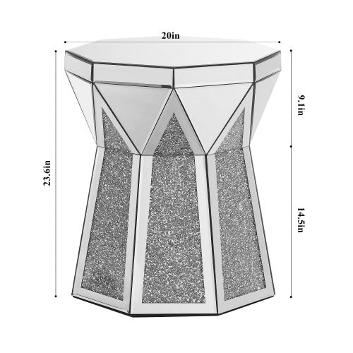 Drum Style Coffee Table With Mirror Crystal Inlay - SNAK HOME