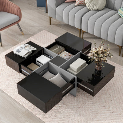 Unique Design Coffee Table With 4 Hidden Storage Compartments - SNAK HOME