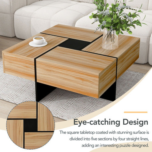 Unique Design Coffee Table With 4 Hidden Storage Compartments - SNAK HOME