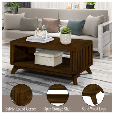 Rectangular Wooden Coffee Table - SNAK HOME
